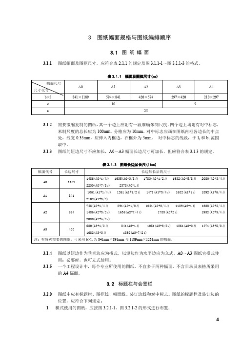 规范施工图尺寸清单