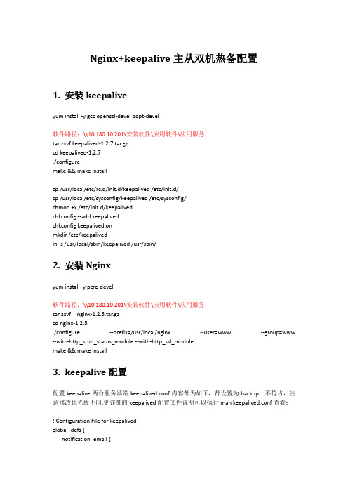 Nginx+keepalive主从双机热备配置