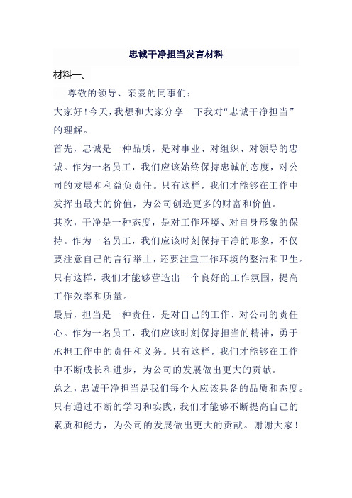 忠诚干净担当发言材料