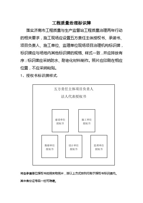 工程质量治理标识牌