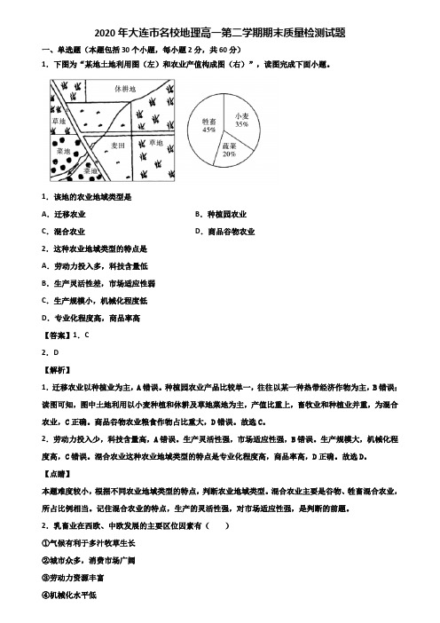 2020年大连市名校地理高一第二学期期末质量检测试题含解析