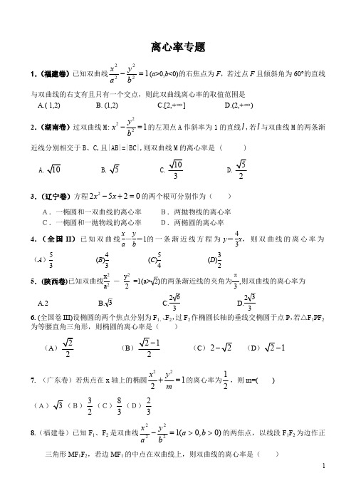 圆锥曲线离心率专题(2)(最新整理)