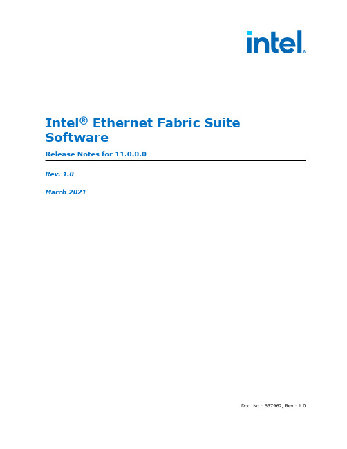 Intel Ethernet Fabric Suite软件发布说明（版本11.0.0.0 Rev. 