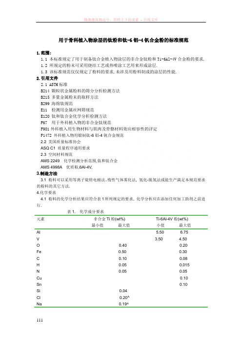 用于骨科植入物涂层的钛粉和钛