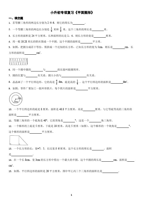 小升初专项复习《平面图形》(一)练习及答案