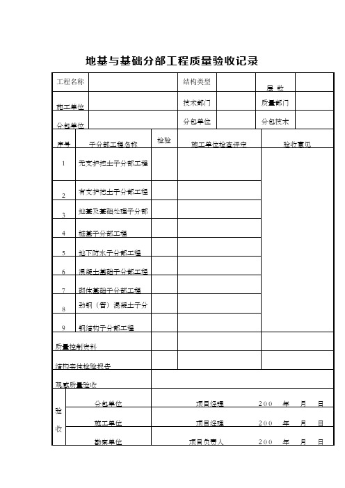 地基与基础分部工程质量验收记录