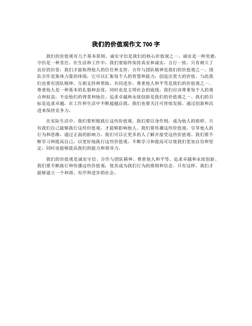 我们的价值观作文700字