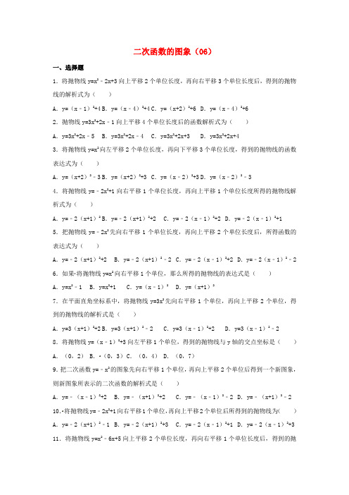 2017年中考数学专项复习(6)《二次函数的图象》练习(无答案) 浙教版