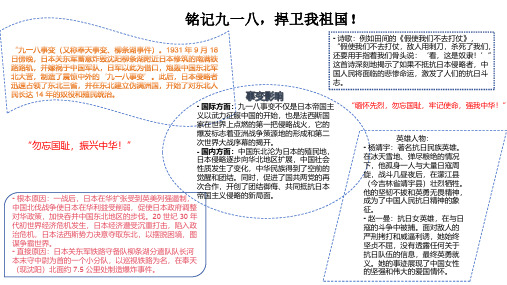 9月18日勿忘国耻手抄报