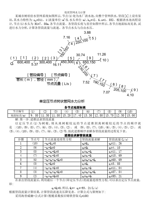 枝状管网水力计算