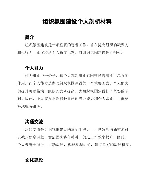 组织氛围建设个人剖析材料