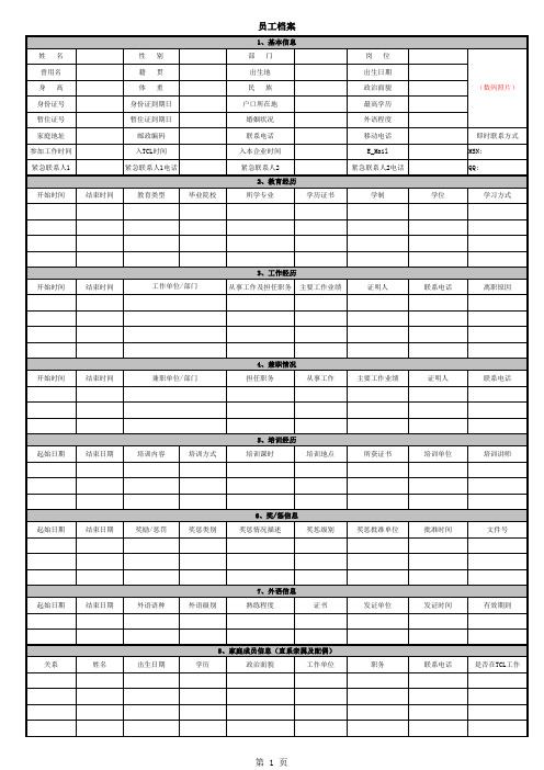 员工档案及填写说明