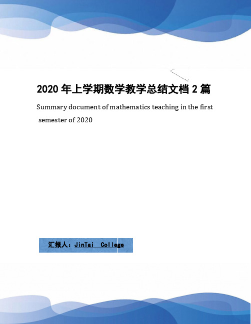 2020年上学期数学教学总结文档2篇