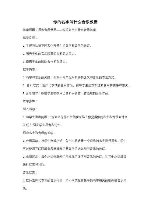 你的名字叫什么音乐教案