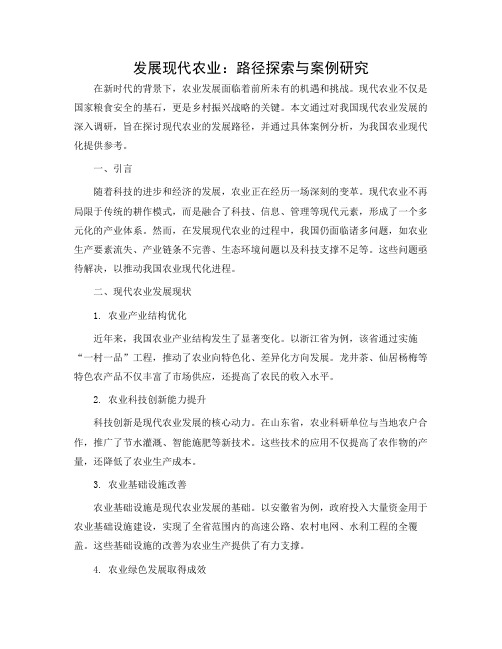 发展现代农业调研报告