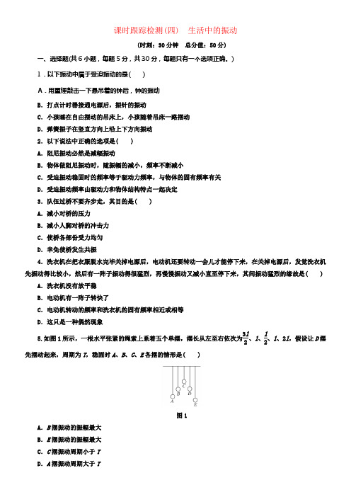 2017_2018学年高中物理课时跟踪检测四生活中的振动鲁科版选修3_4