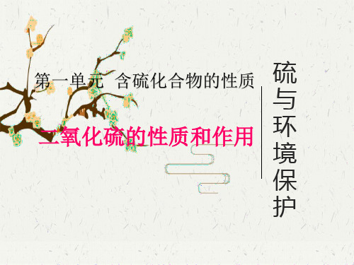 二氧化硫的性质与应用