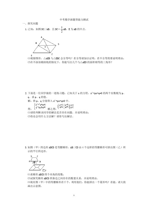 中考数学新题型能力测试