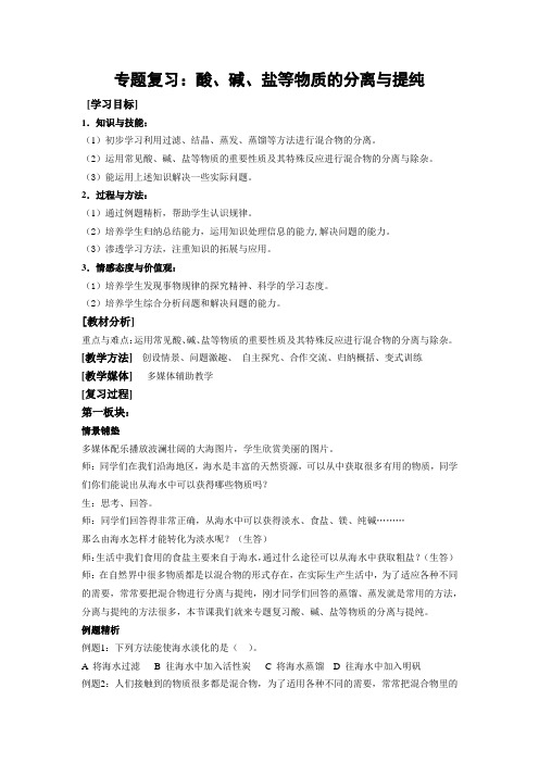 《酸碱盐等物质的分离与提纯》