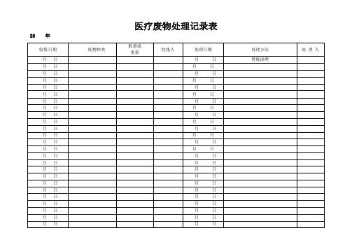 医疗废物处理记录表