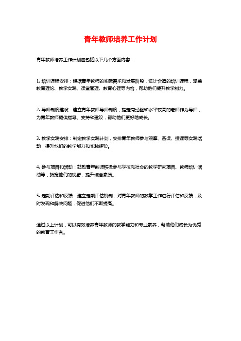 青年教师培养工作计划