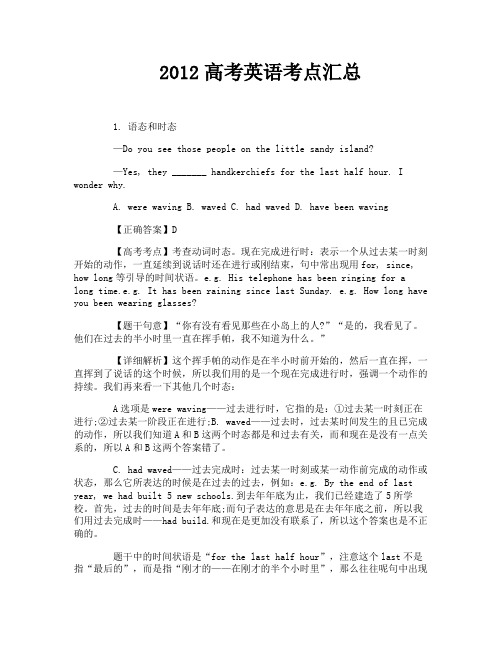 2012高考英语考点汇总