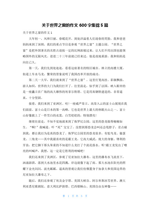 关于世界之窗的作文600字集锦5篇