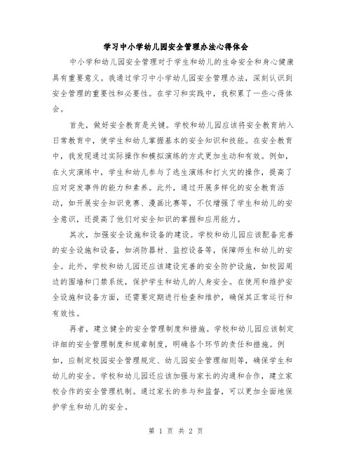 学习中小学幼儿园安全管理办法心得体会