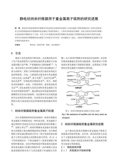 静电纺纳米纤维膜用于重金属离子吸附的研究进展