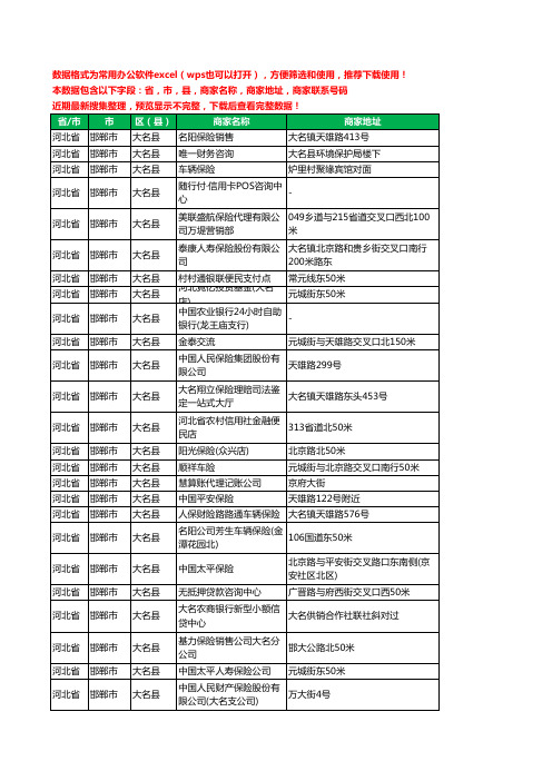 2020新版河北省邯郸市大名县保险工商企业公司商家名录名单联系电话号码地址大全121家