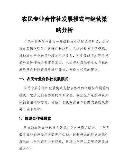 农民专业合作社发展模式与经营策略分析