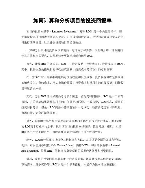 如何计算和分析项目的投资回报率