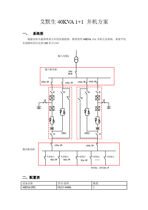 40kva 1+1并机方案