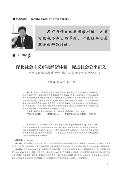 深化社会主义市场经济体制 促进社会公平正义——北京大学博雅特聘教授、博士生导师于鸿君教授访谈