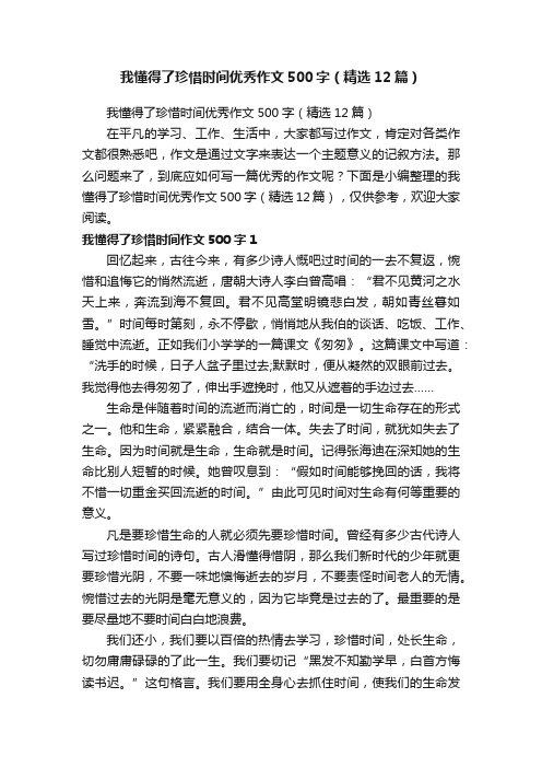 我懂得了珍惜时间优秀作文500字（精选12篇）