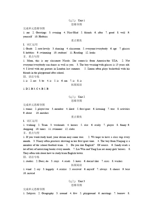 2015盐城中考说明英语7年级部分答案