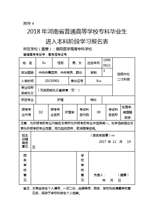 报名表模版