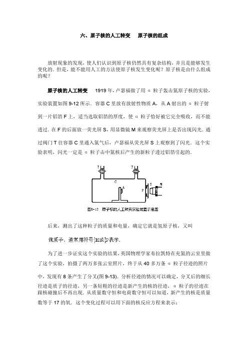 六原子核的人工转变原子核的组成概要