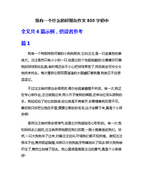 我有一个什么的好朋友作文800字初中