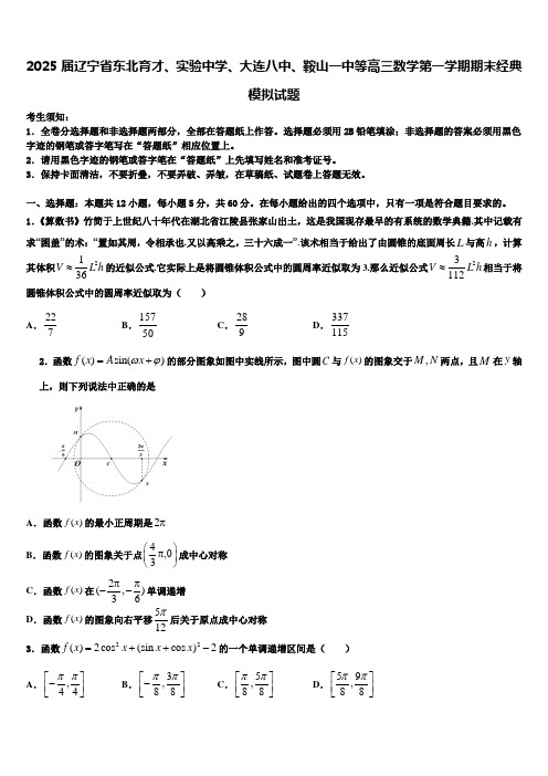 2025届辽宁省东北育才、实验中学、大连八中、鞍山一中等高三数学第一学期期末经典模拟试题含解析