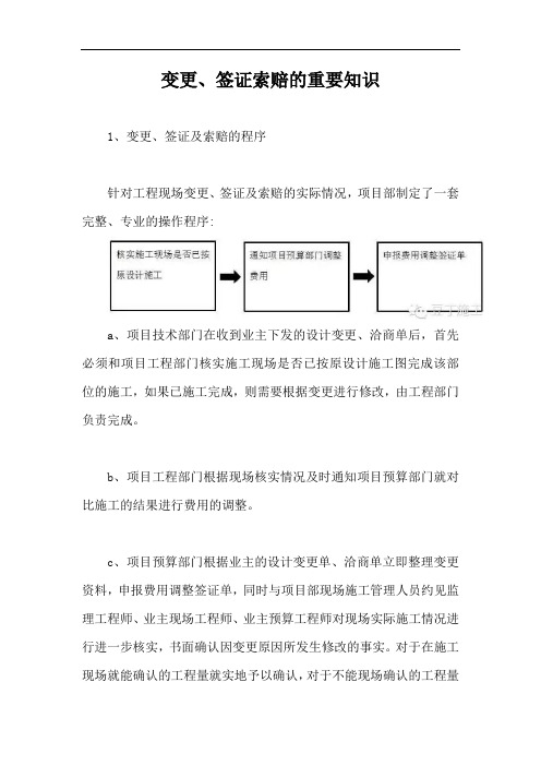 变更、签证索赔的重要知识【最新版】