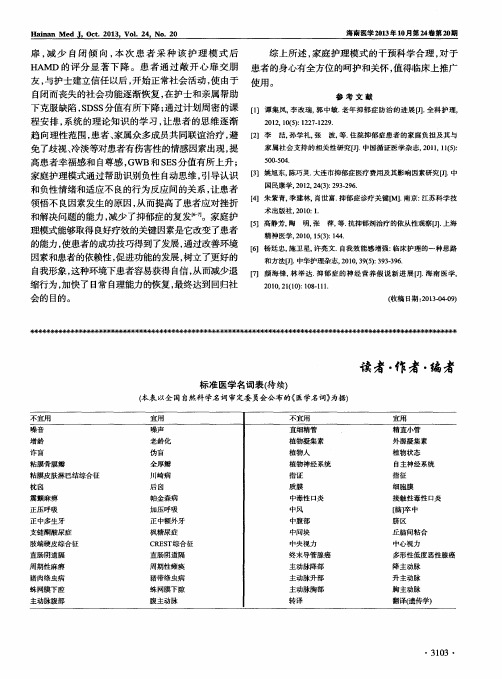 标准医学名词表(待续)(本表以全国自然科学名词审定委员会公布的《医学名词》为据)