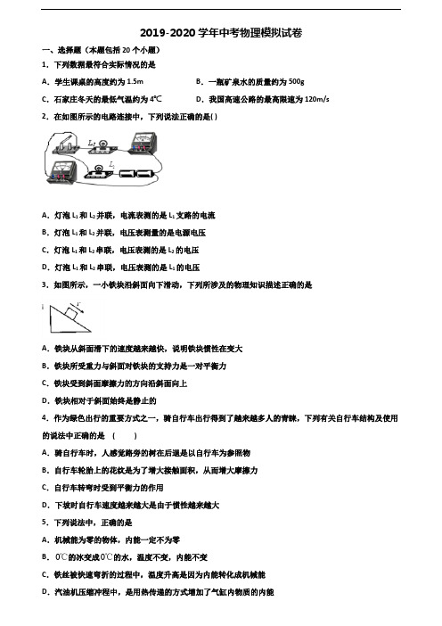 山东省济南市2019-2020学年中考物理预测试题