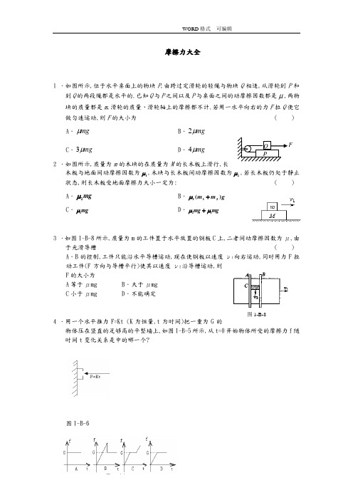 高一物理摩擦力典型习题