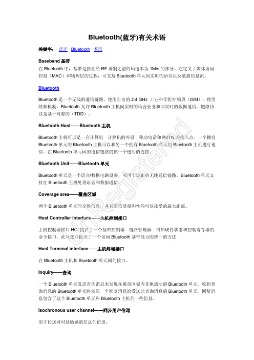 Bluetooth(蓝牙)有关术语