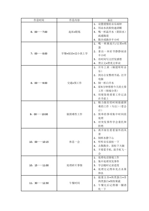 最佳作息时间表