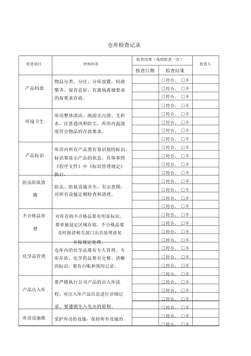 仓库检查记录范文.docx