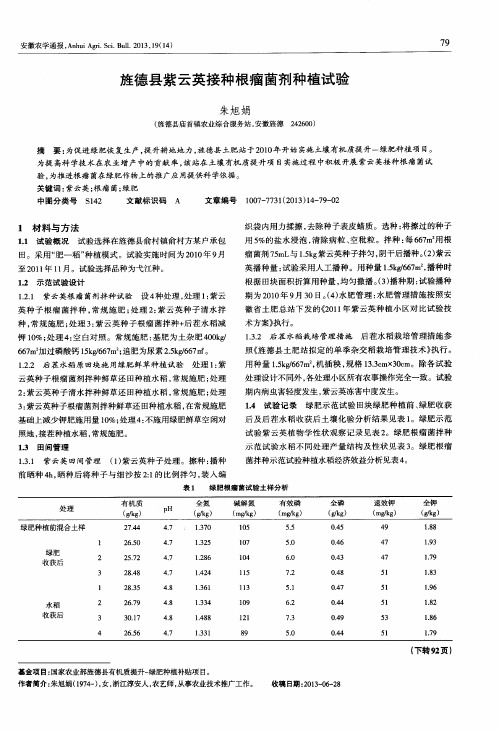 旌德县紫云英接种根瘤菌剂种植试验