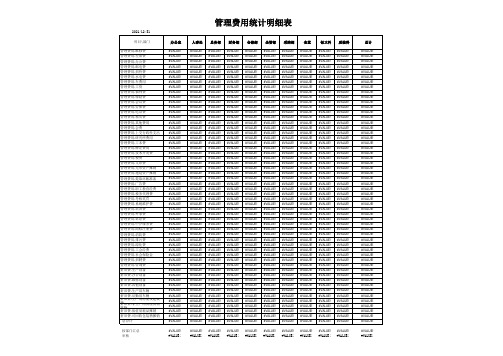 管理费用统计明细表