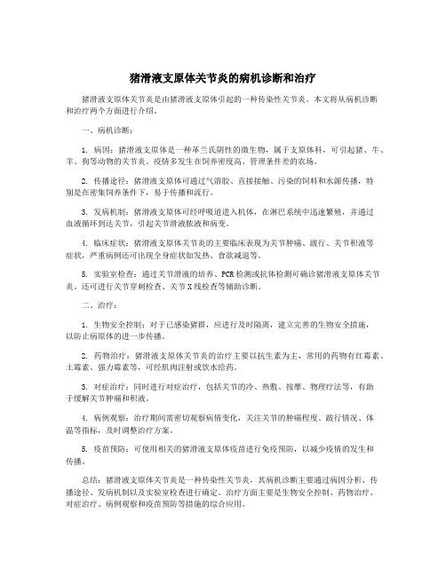 猪滑液支原体关节炎的病机诊断和治疗